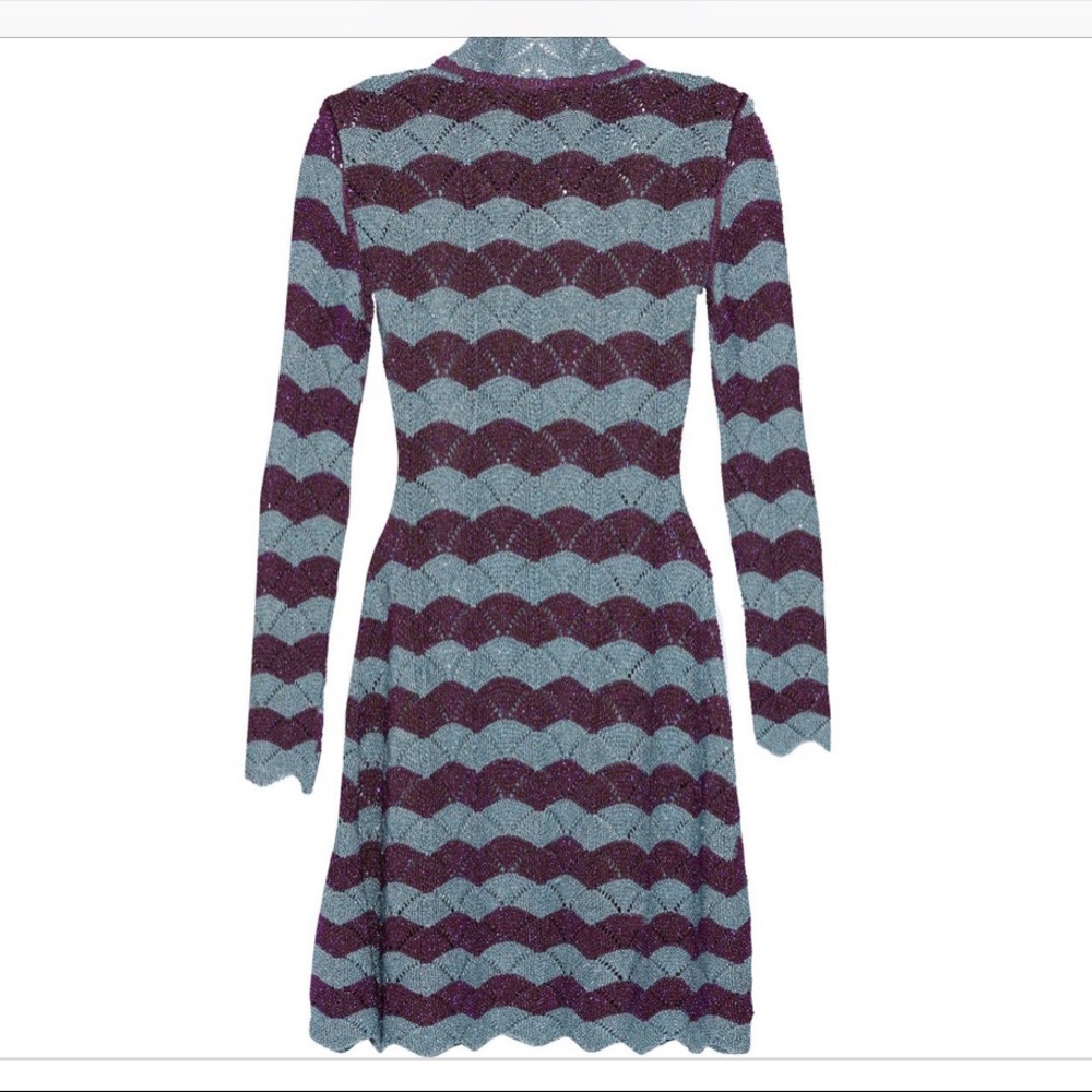 Alexa Chung purple and gray scallop dress